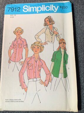 Simplicity Misses Shirt Sewing Pattern Size 12 7912 Uncut